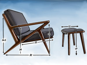 Walnut Z Chair with Ottoman — Bowery & Grand Walnut Z Chair with Ottoman — Bowery & Grand